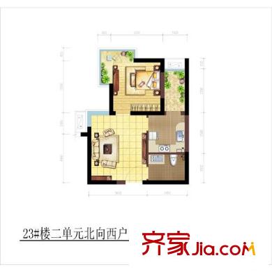 綠地世紀城戶型圖23#樓戶型圖 1室2廳1衛(wèi)1廚