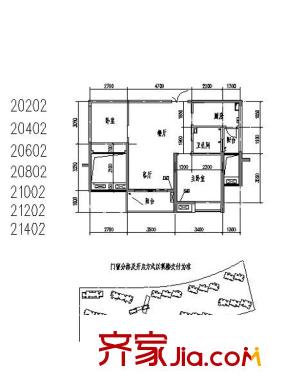 金地湖城大境戶型圖 2室2廳1衛(wèi)1廚