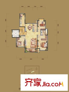 薩拉曼卡平墅Y-1戶(hù)型 3室2廳2衛(wèi)
