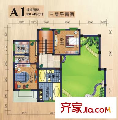 提香溪谷戶型圖A1戶型三層平面圖 3室2衛(wèi)1廚