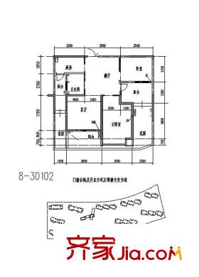 金地湖城大境戶型圖 2室2廳1衛(wèi)1廚