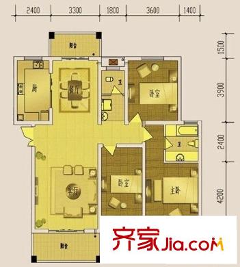 世家星城 3室 戶型圖