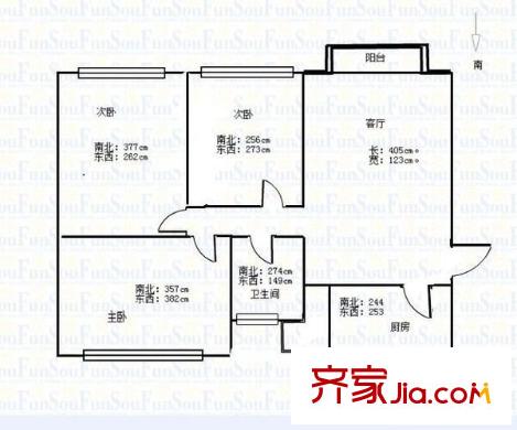 恒大城 3室 戶型圖