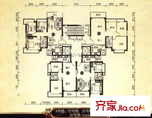 恒大城 3室 戶型圖