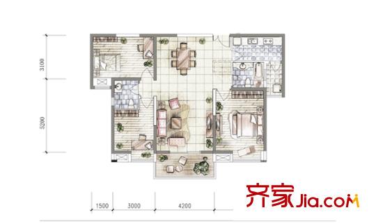 中海熙岸 3室 戶型圖