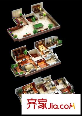 陽光城西西安小鎮(zhèn)戶型圖疊加別墅  5室2廳3衛(wèi)
