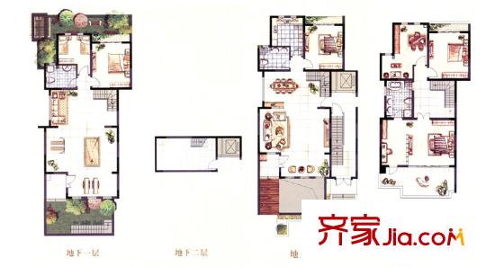 曲江鳳凰池21-23#樓疊拼別墅疊墅下戶D1 5室4廳3衛(wèi)1廚