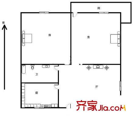 古蕩小區(qū)戶型圖2室 戶型圖 2室1廳1衛(wèi)1廚