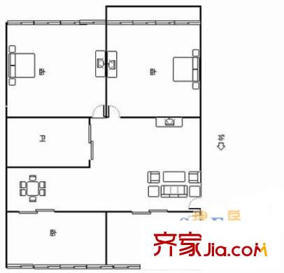 廣景苑戶型圖3室 戶型圖 3室1廳1衛(wèi)1廚