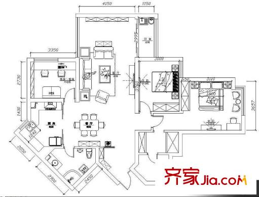 南都銀座公寓 3室 戶型圖