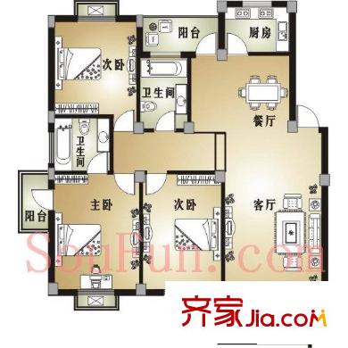 小城之春戶型圖3室 戶型圖 3室2廳2衛(wèi)1廚