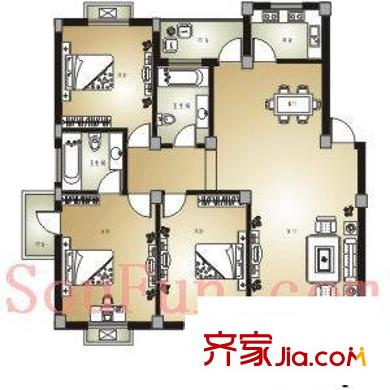 小城之春戶型圖3室 戶型圖 3室2廳2衛(wèi)1廚