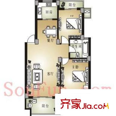小城之春戶型圖2室 戶型圖 2室2廳1衛(wèi)1廚