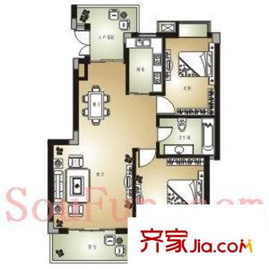 小城之春戶型圖2室 戶型圖 2室2廳1衛(wèi)1廚
