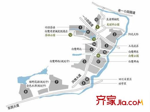 良渚文化村陽光天際交通圖