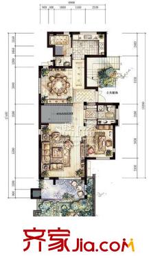良渚文化村陽光天際戶型圖BS（一層） 4室3廳4衛(wèi)1廚