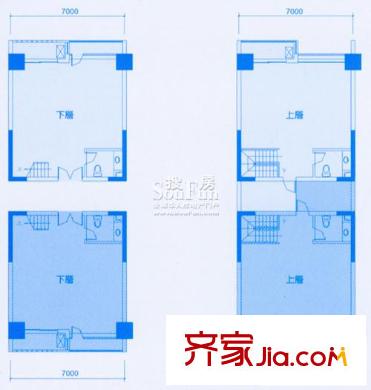 新青年廣場戶型圖復(fù)式寫字樓戶型圖 1室