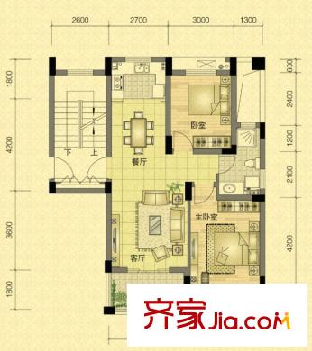 永安圓鄉(xiāng)名筑A戶型 2室2廳1衛(wèi)1廚