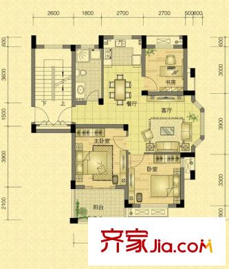 永安圓鄉(xiāng)名筑S1戶型 3室2廳1衛(wèi)1廚