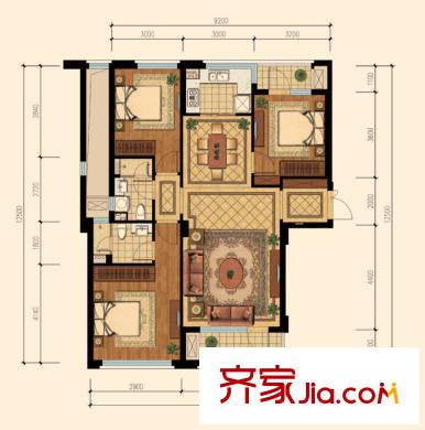 美好桂花金座F戶(hù)型 3室2廳2衛(wèi)1廚
