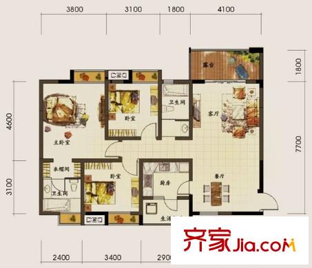 倉溢綠苑 3房戶型圖