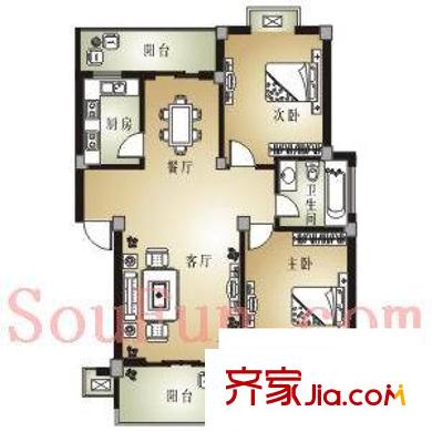 小城之春戶型圖2室 戶型圖 2室2廳1衛(wèi)1廚