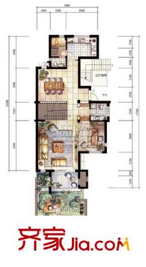良渚文化村陽光天際戶型圖B-1（一層） 4室3廳4衛(wèi)1廚