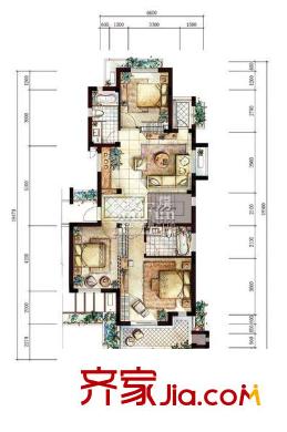 良渚文化村陽光天際戶型圖AS（二層） 4室3廳4衛(wèi)1廚