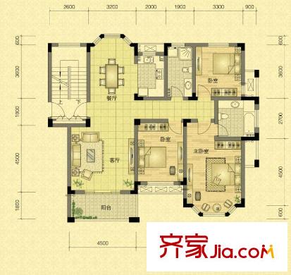 永安圓鄉(xiāng)名筑E戶型 3室2廳2衛(wèi)1廚