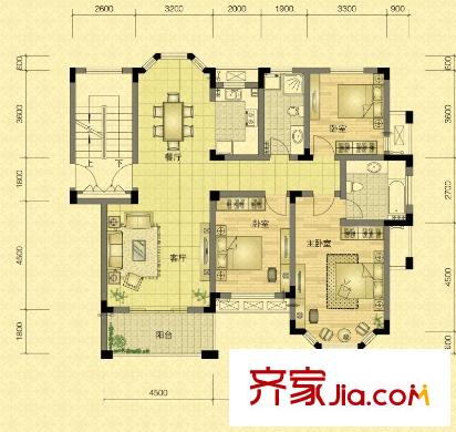 永安圓鄉(xiāng)名筑F戶型 3室2廳2衛(wèi)1廚