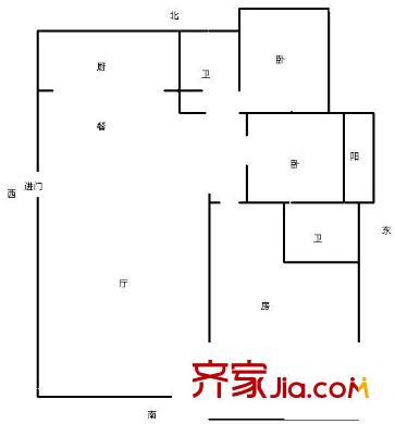東方俊園 3室 戶型圖