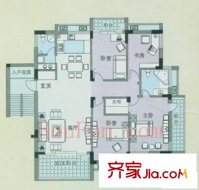 東方俊園戶型圖4室 戶型圖 4室2廳2衛(wèi)1廚