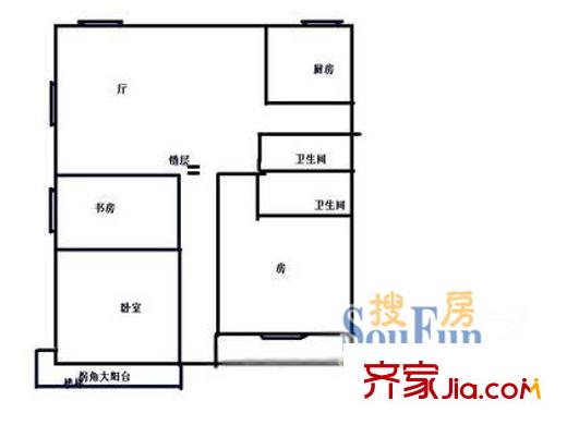 中融城市花園戶(hù)型圖3室 戶(hù)型圖 3室2廳2衛(wèi)1廚