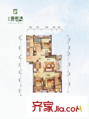眾安理想灣A4戶型 3室2廳2衛(wèi)1廚