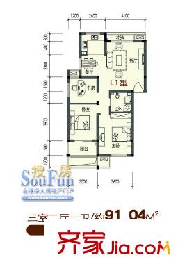 中尚橄欖樹花園戶型圖3室 戶型圖 3室2廳1衛(wèi)1廚