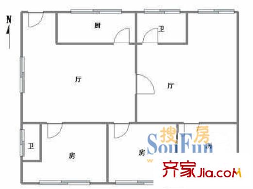 中融城市花園戶型圖3室 戶型圖 3室2廳2衛(wèi)1廚