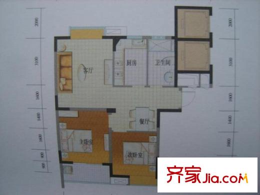 閑林山水紫薇苑 2室 戶型圖