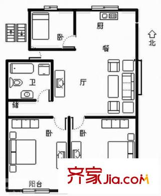 建工新村戶型圖3室 戶型圖 3室1廳1衛(wèi)1廚