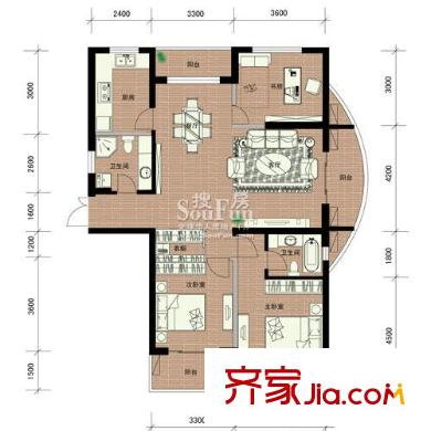 四季風(fēng)景戶型圖3室 戶型圖 3室2廳2衛(wèi)1廚