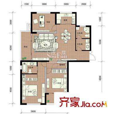 四季風(fēng)景戶型圖3室 戶型圖 3室2廳2衛(wèi)1廚