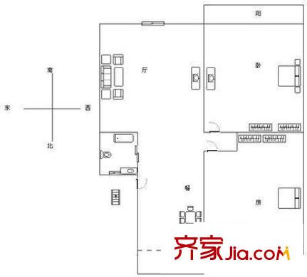 外東山弄戶型圖2室 戶型圖 2室1廳1衛(wèi)1廚