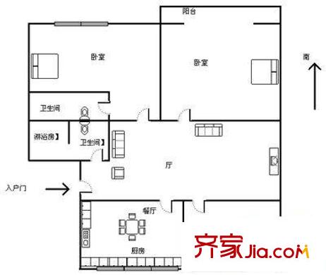 景芳六區(qū) 3室 戶型圖