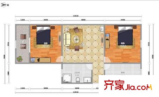 濮家東村 2室 戶型圖