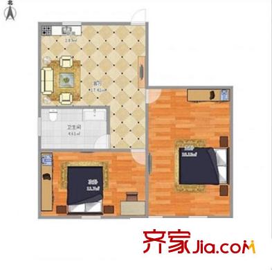 濮家東村 2室 戶型圖