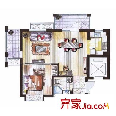 橡樹(shù)園戶型圖1室 戶型圖 1室2廳1衛(wèi)1廚