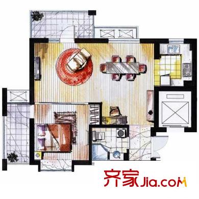 橡樹(shù)園戶型圖1室 戶型圖 1室2廳1衛(wèi)1廚