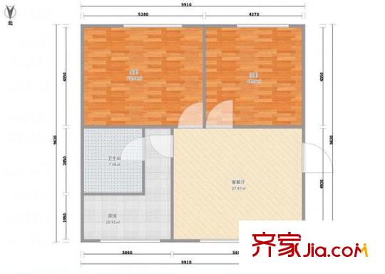 閘弄口新村 2室 戶型圖