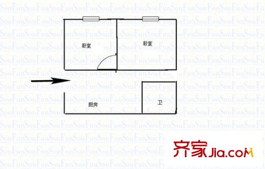 閘弄口新村 2室 戶型圖