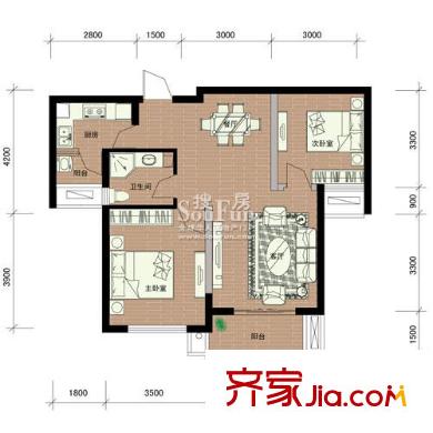 四季風(fēng)景戶型圖2室 戶型圖 2室2廳1衛(wèi)1廚