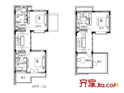 香洲里戶(hù)型圖獨(dú)聯(lián)體別墅E戶(hù)型二三層 5室2廳5衛(wèi)1廚